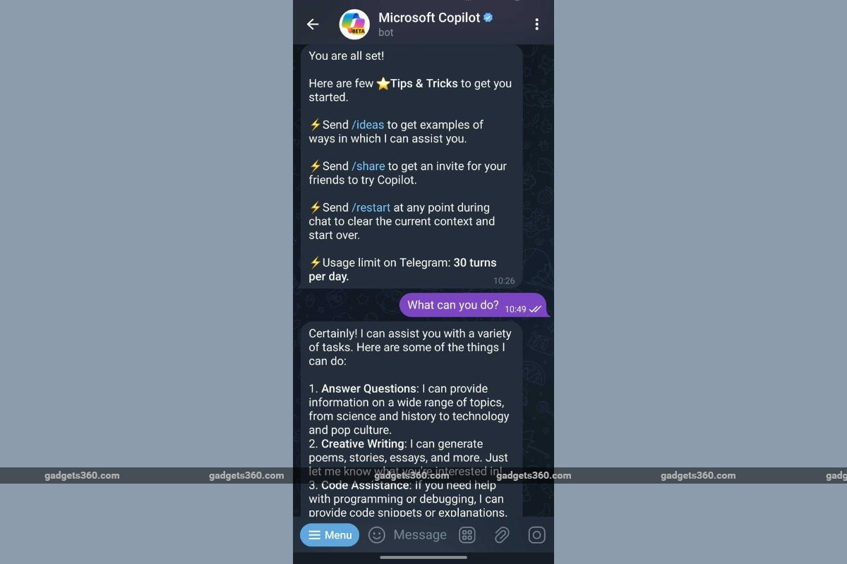 Microsoft Copilot for Telegram Released in Beta, Available to All Users for Free