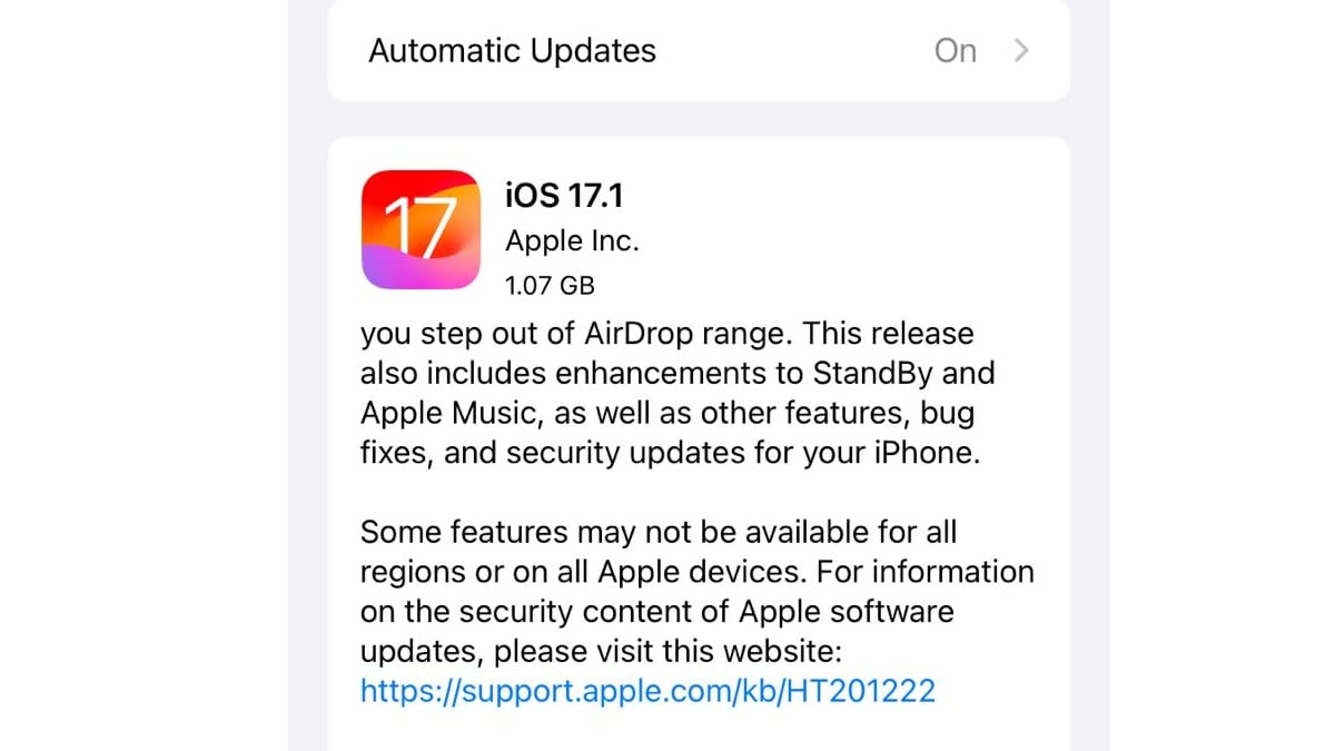 Apple Releases iOS 17.1 With New AirDrop, StandBy, Apple Music Features and Bug Fixes