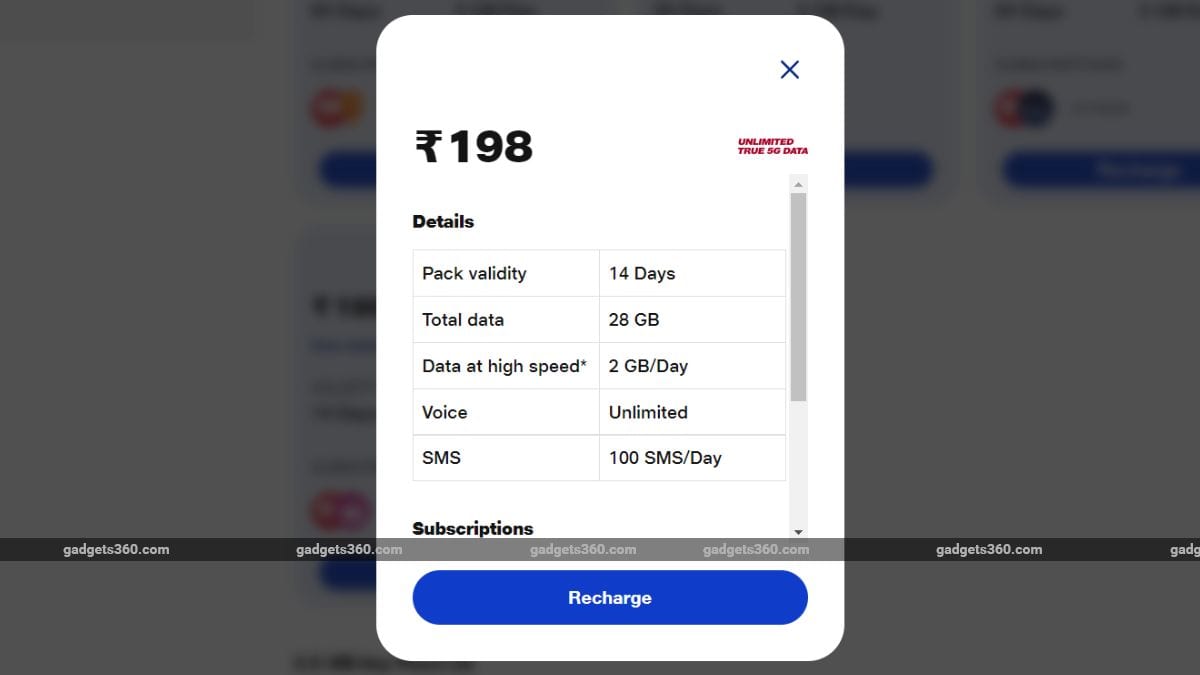 Reliance Jio Launches Rs. 198 Plan With Unlimited 5G Data, Voice Calling and 14-Day Validity