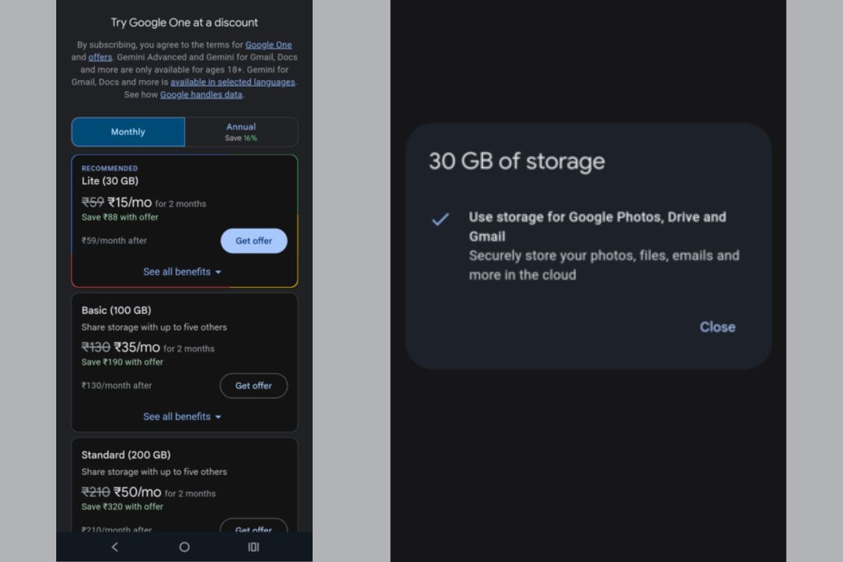 Google One Lite Plan With Affordable Pricing Is Rolling Out in India to Some Users