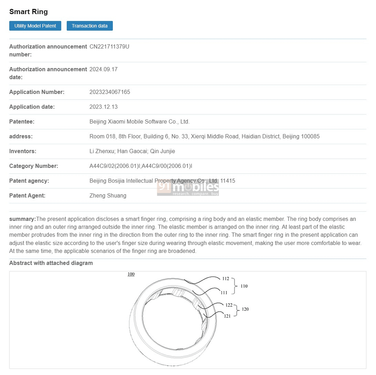 Xiaomi Smart Ring Patent Describes Ability to Automatically Adjust Ring Size Using Elastic Component