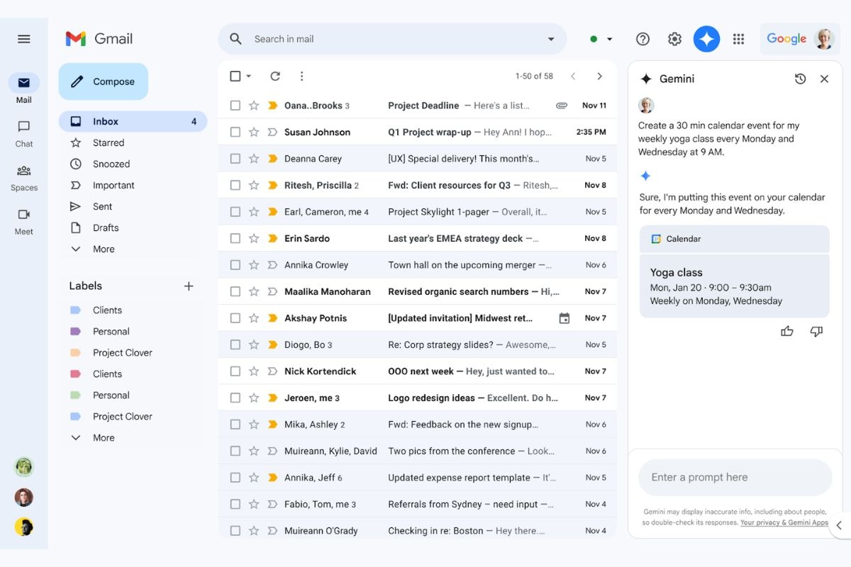 Gemini in Gmail Gets Integration With Google Calendar App, Lets Users Ask Date-Based Queries