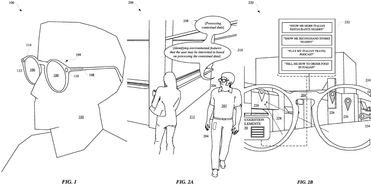 Google Patents Smart Glasses Assistant That Adapts Suggestions Based on User Gaze, Voice Input